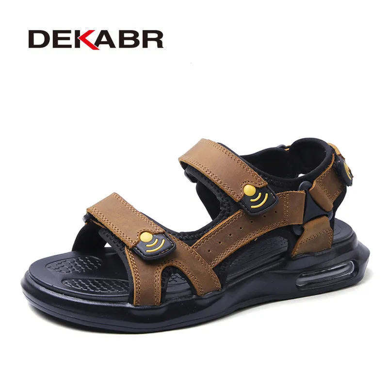 Summer Beach Men Shoes Brand Mens Sandals Leather Soft Slippers Man Slip on Comfortable Sandals