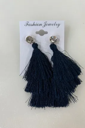 Tassel Dangle Earring - Navy Blue