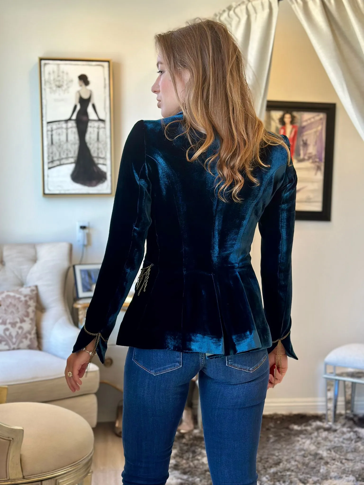 T.ba Mariane Rock Classic Long Sleeve Silk Velvet Jacket