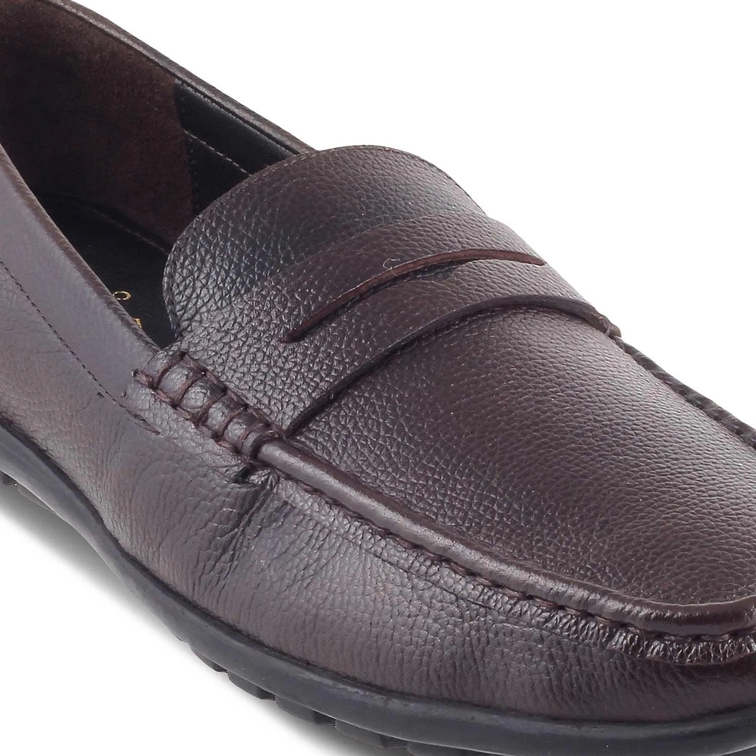 The Lemec Brown Men's Leather Penny Loafers Tresmode