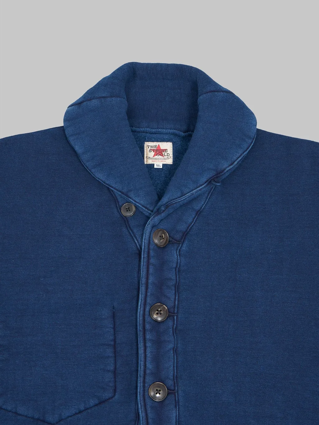 The Strike Gold Indigo Loopwheeled Shawl Collar Cardigan