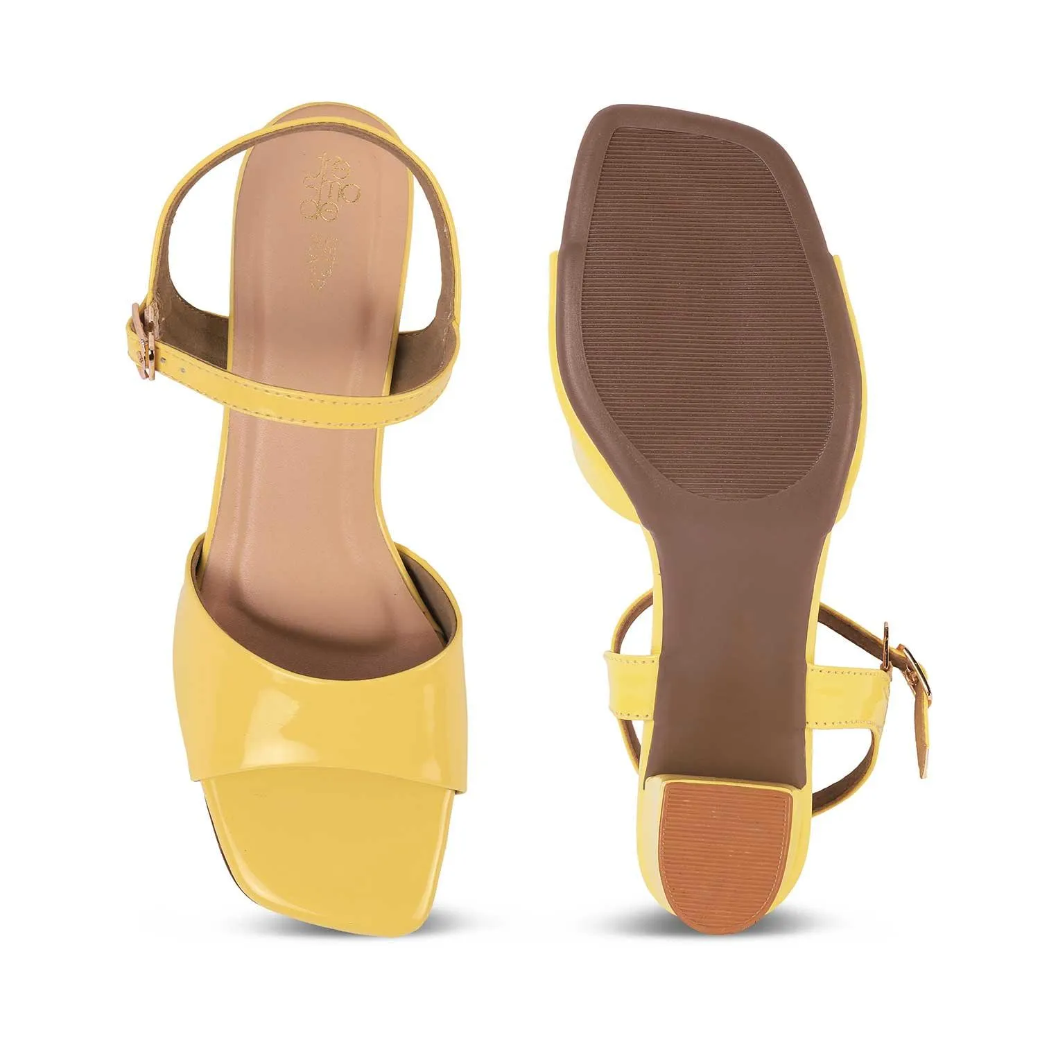 Tresmode Solor Yellow Women's Casual Block Heel Sandals