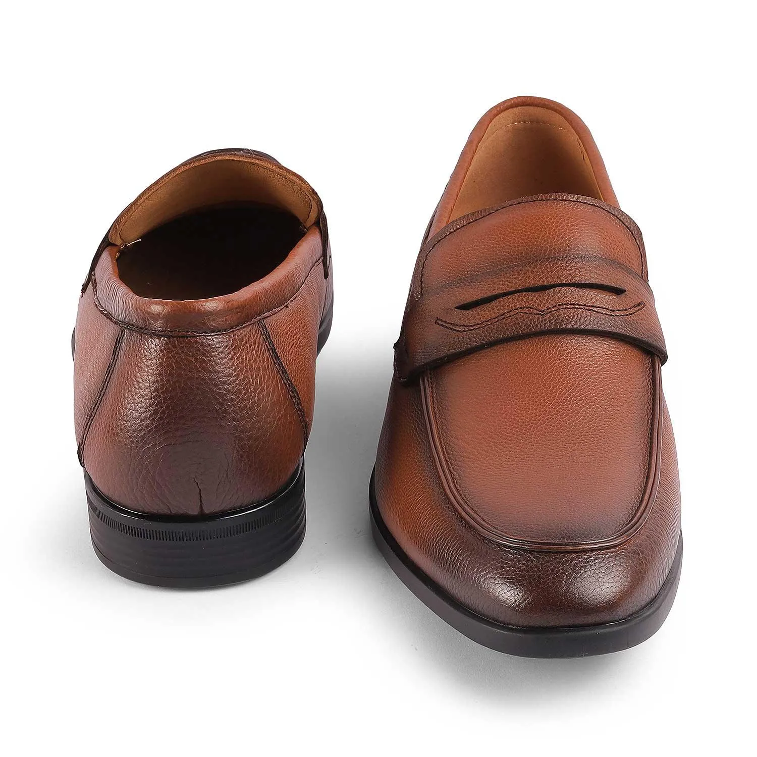 Tresmode Yesi Tan Men's Leather Penny Loafers