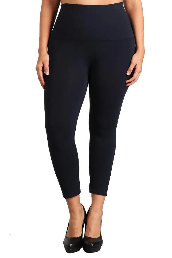 Tummy Tuck Capri Leggings - Ink Plus Size