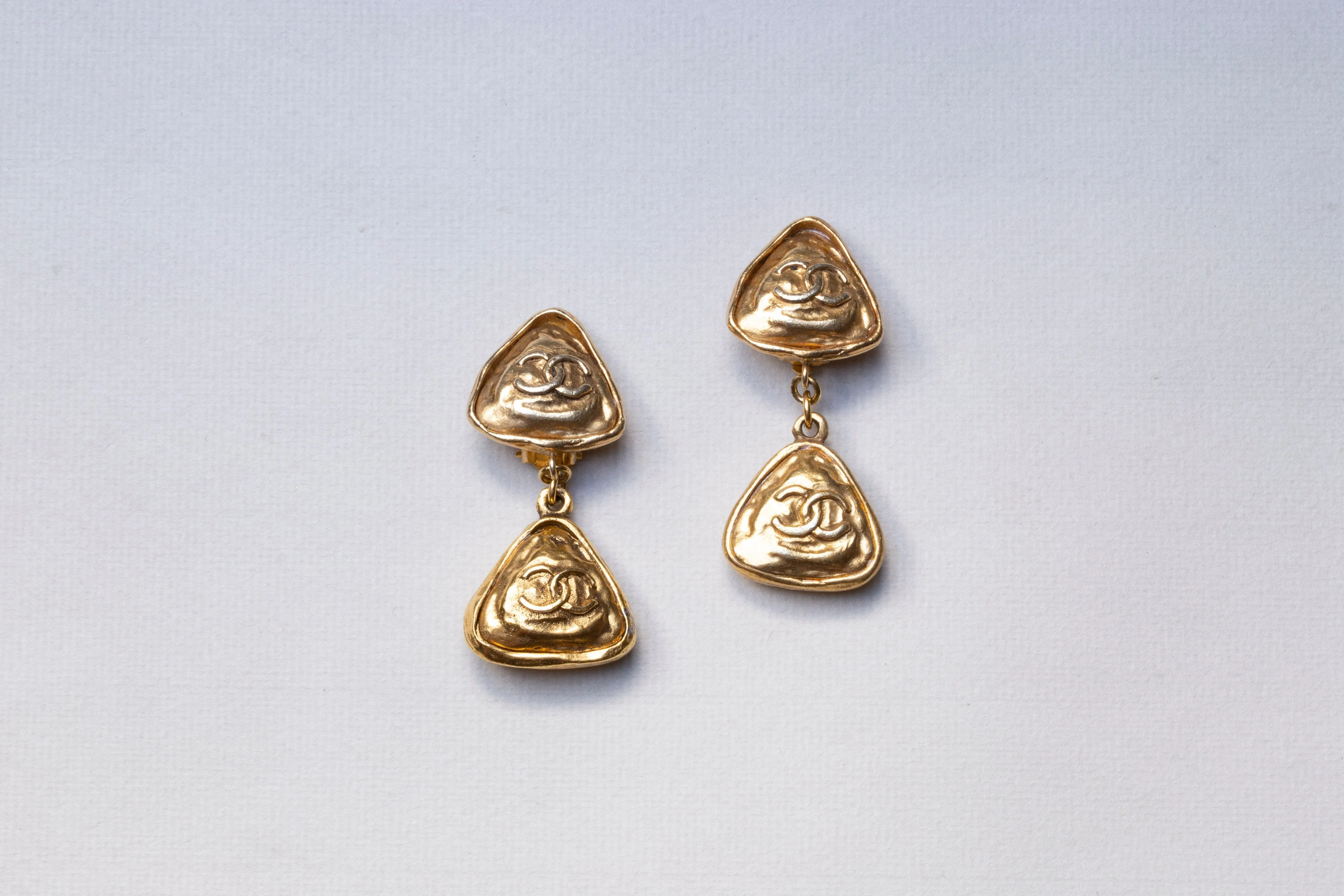 Vintage Gold Double CC Clip-on Earrings