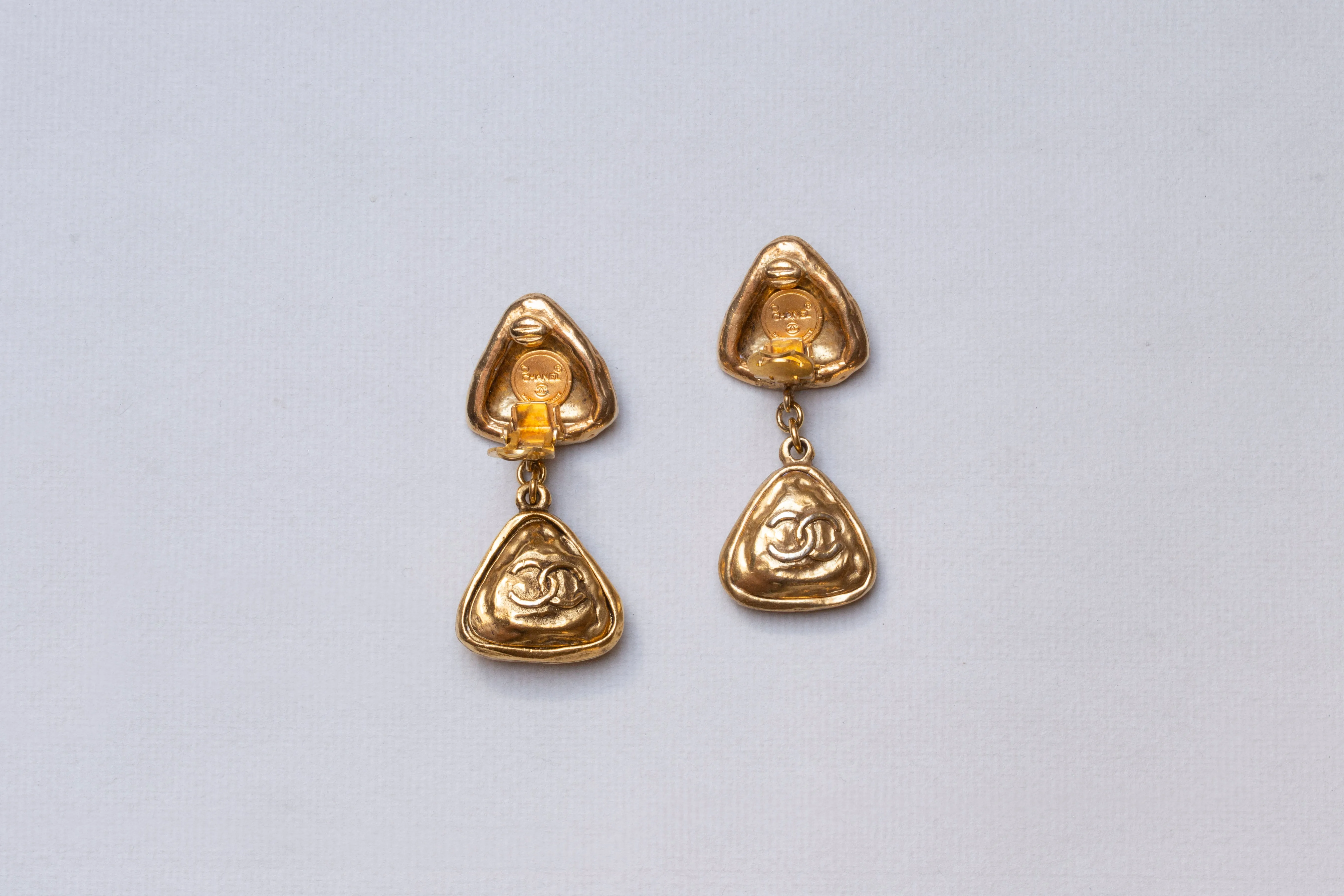 Vintage Gold Double CC Clip-on Earrings