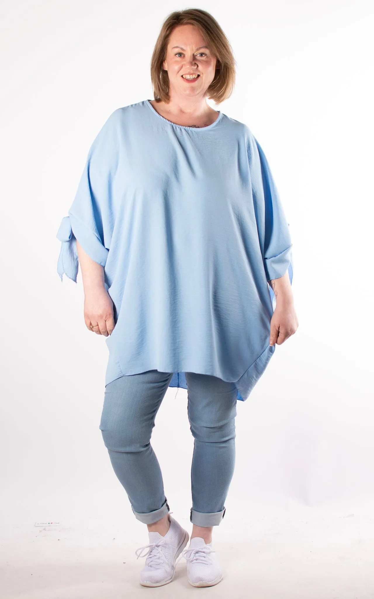 Whoopi Bow Sleeve Top | Sky Blue