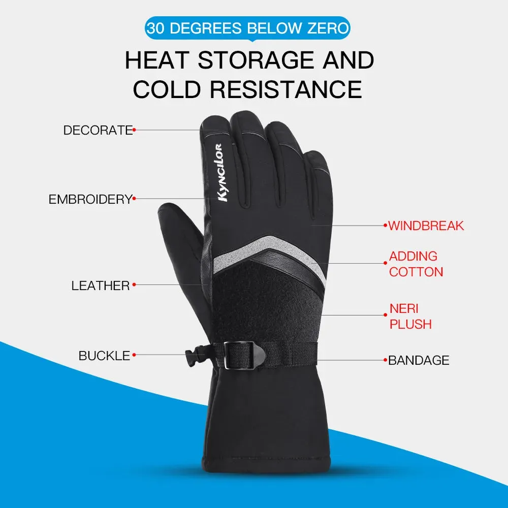 Winter Outdoor Cycling Ski Mountaineering Gloves Thicken Fleece Warm Touchscreen Double Waterproof Design Snowmobile Gloves