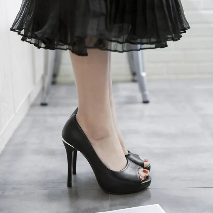 Women Peep Toe Stiletto Heel Platform Pumps