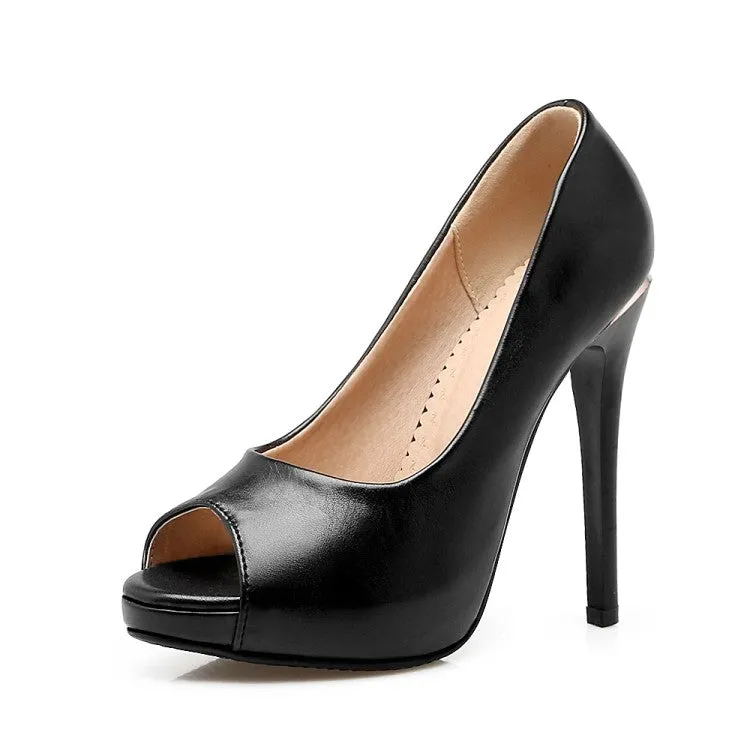 Women Peep Toe Stiletto Heel Platform Pumps