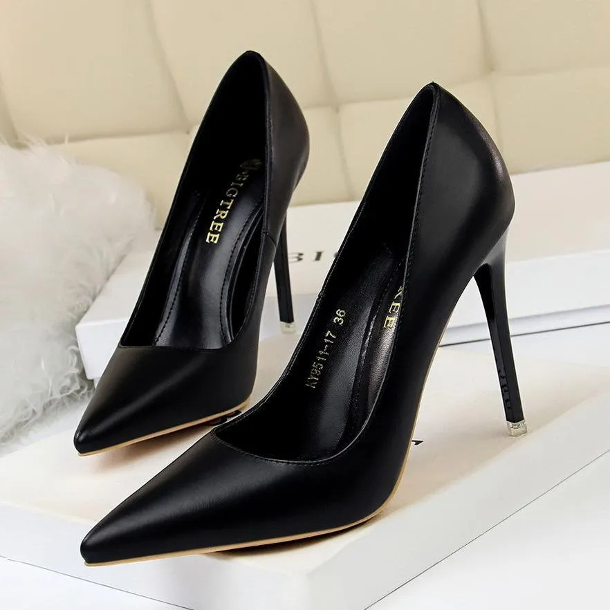 Women pointed toe high heels stiletto 4 inch heels