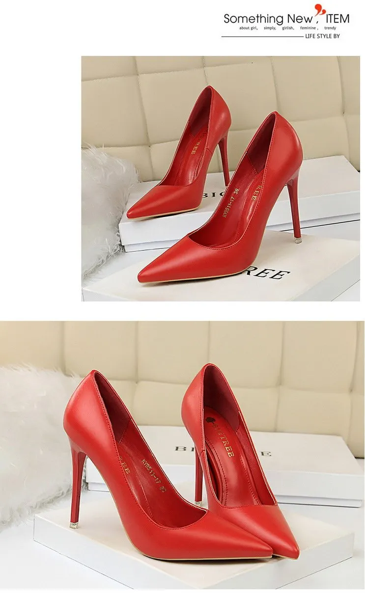 Women pointed toe high heels stiletto 4 inch heels