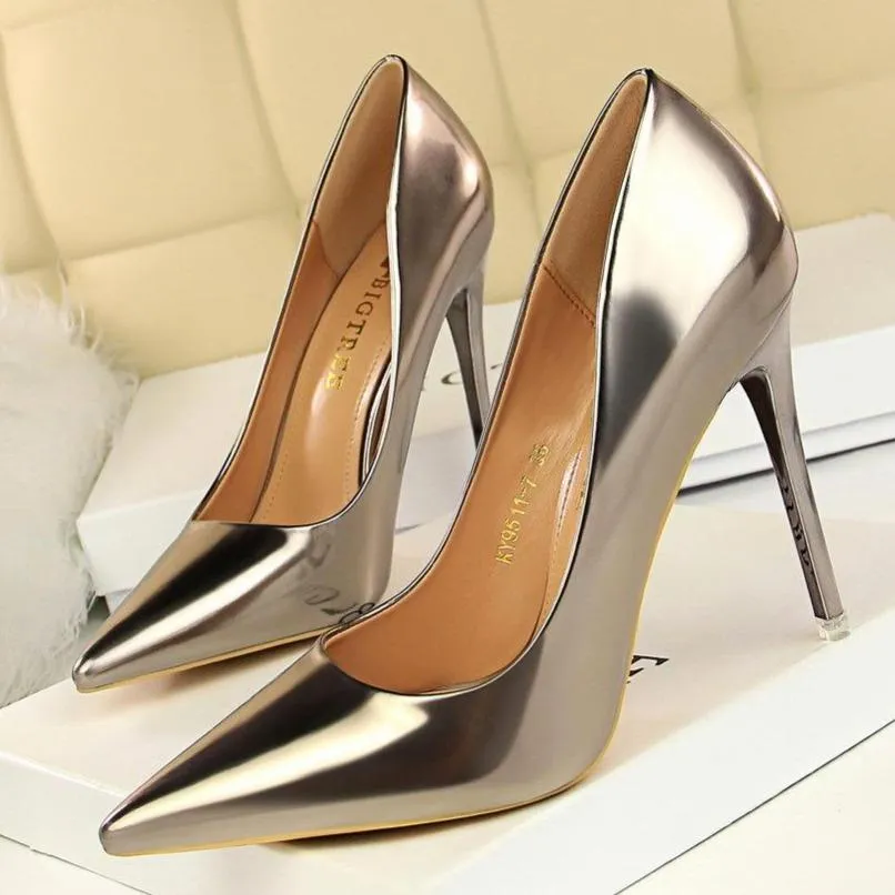 Women pointed toe stiletto high heel prom shoes