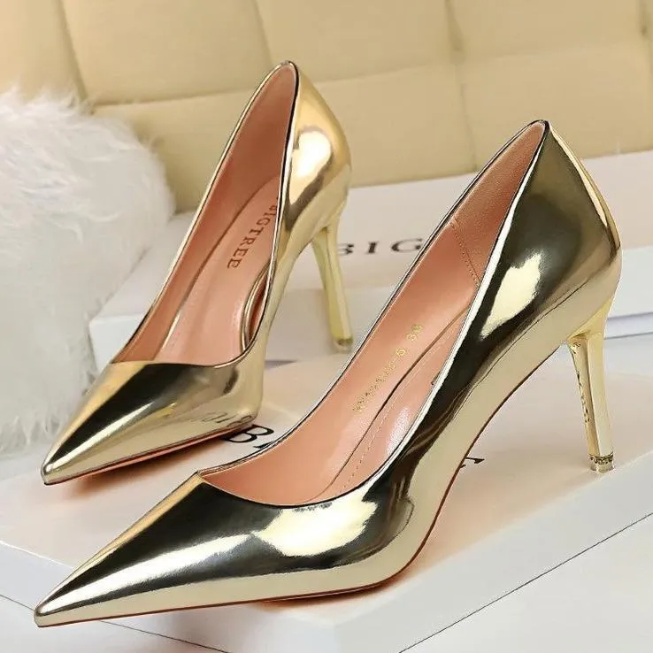 Women pointed toe stiletto high heel prom shoes