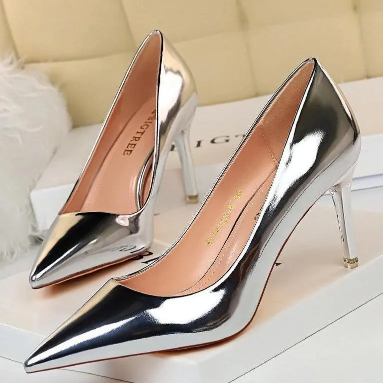 Women pointed toe stiletto high heel prom shoes