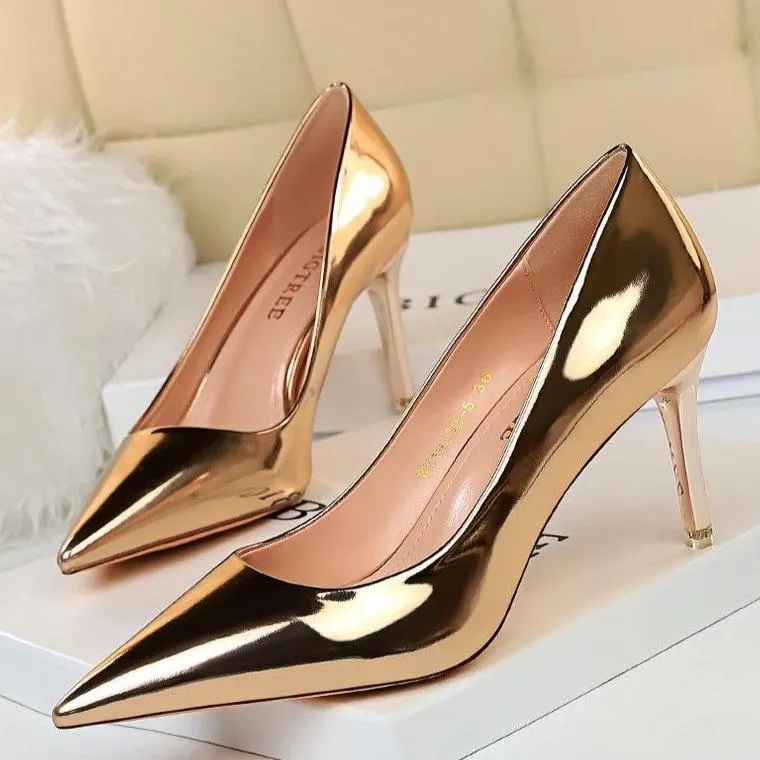 Women pointed toe stiletto high heel prom shoes