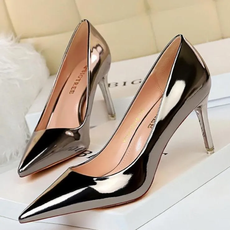 Women pointed toe stiletto high heel prom shoes