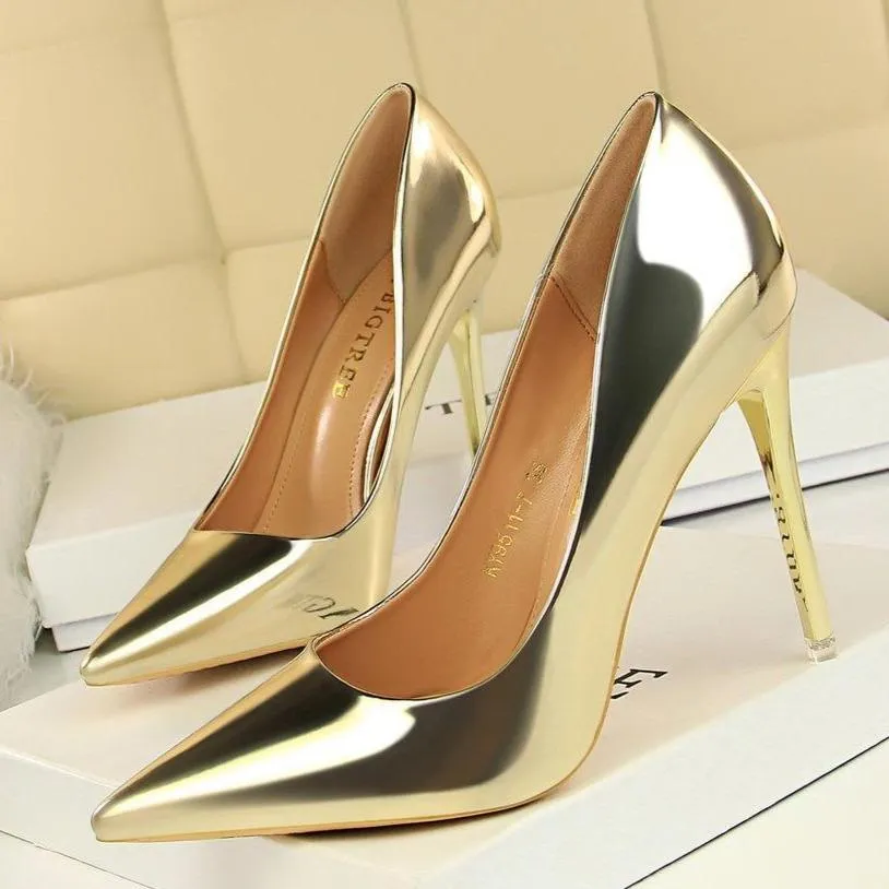 Women pointed toe stiletto high heel prom shoes