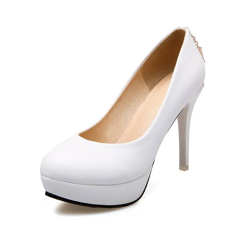 Women Round Toe Stiletto Heel Platform Pumps