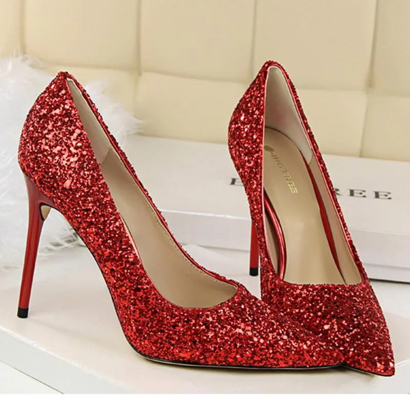 Women sparkly rhinestone pointed toe wedding stiletto heels