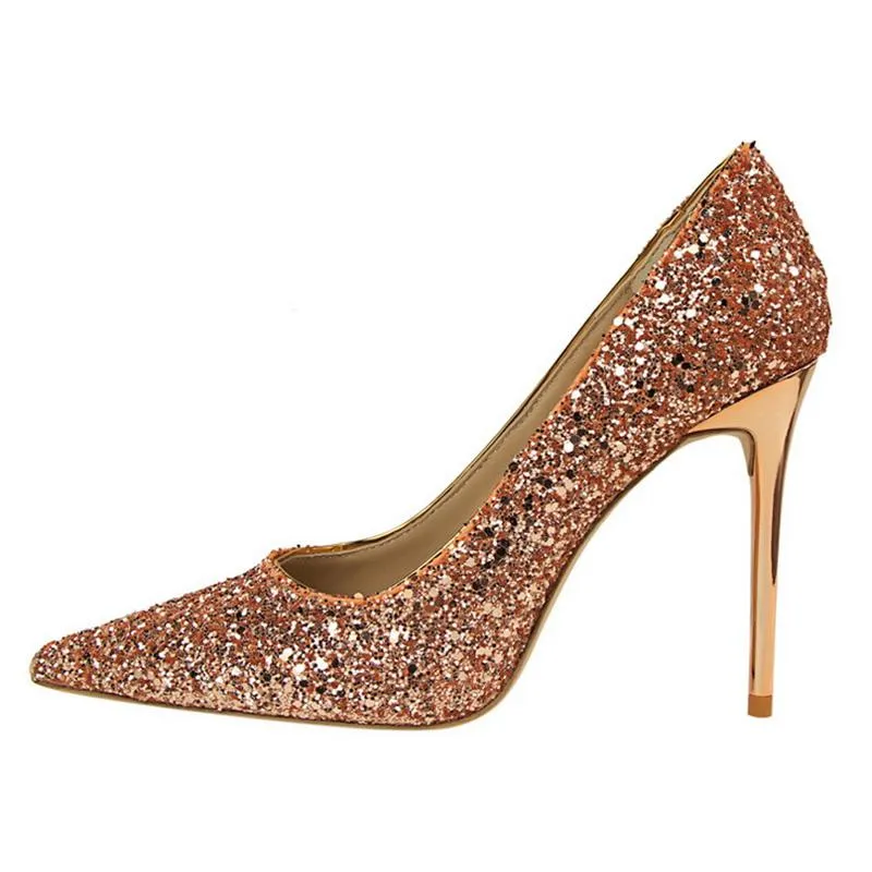 Women sparkly rhinestone pointed toe wedding stiletto heels