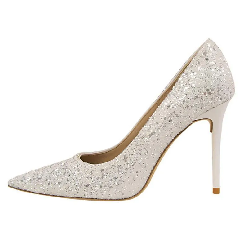 Women sparkly rhinestone pointed toe wedding stiletto heels