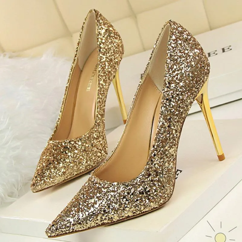 Women sparkly rhinestone pointed toe wedding stiletto heels