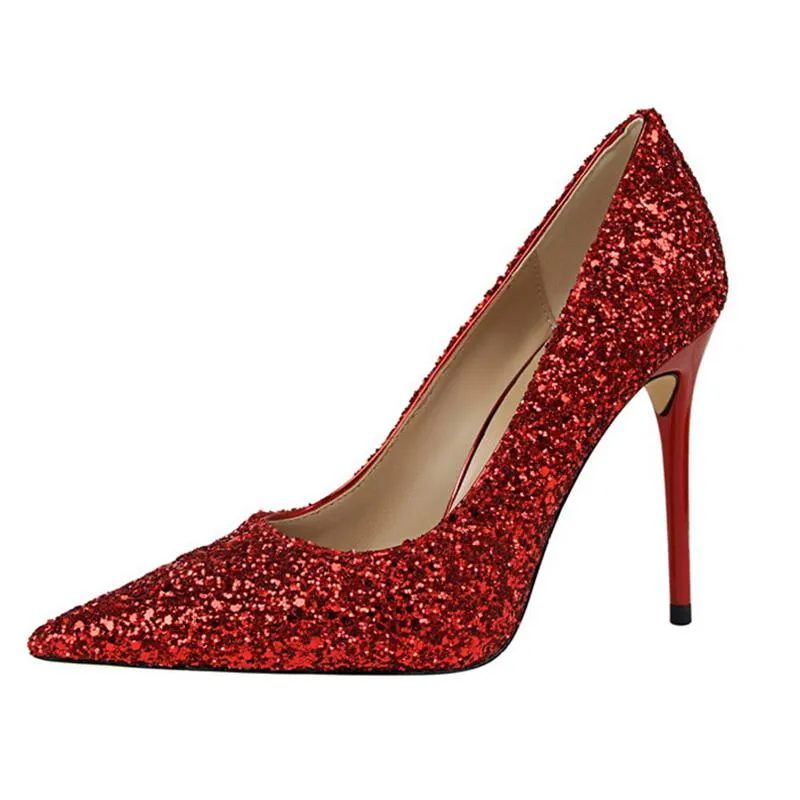 Women sparkly rhinestone pointed toe wedding stiletto heels