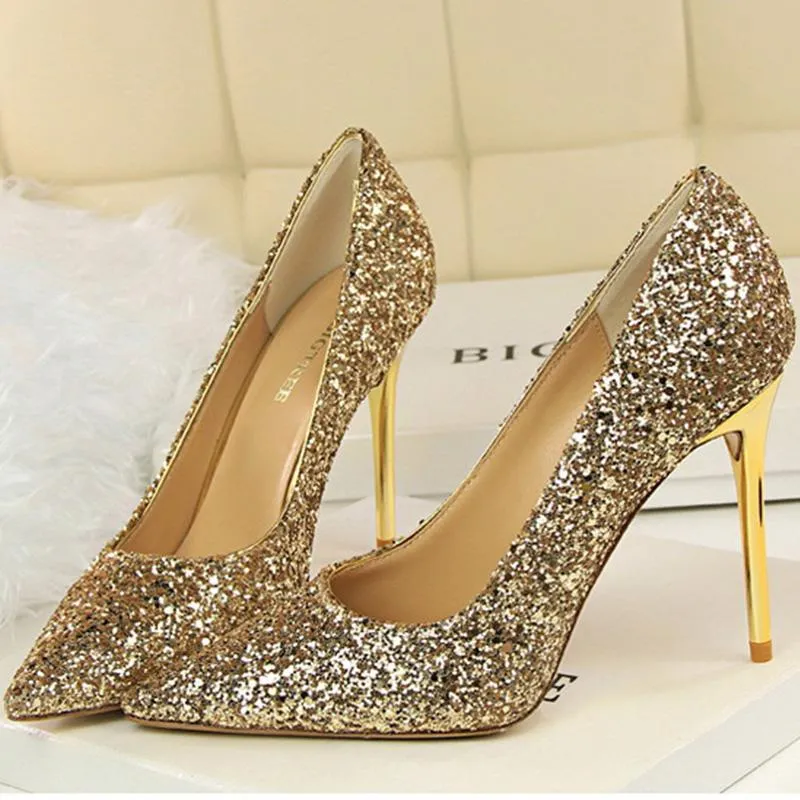 Women sparkly rhinestone pointed toe wedding stiletto heels