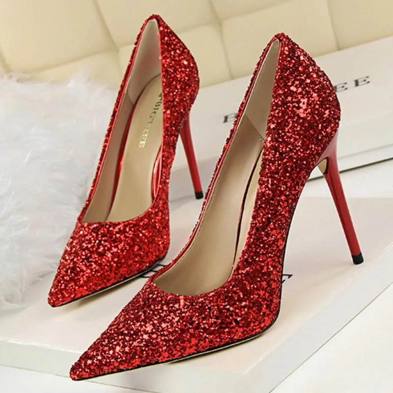 Women sparkly rhinestone pointed toe wedding stiletto heels