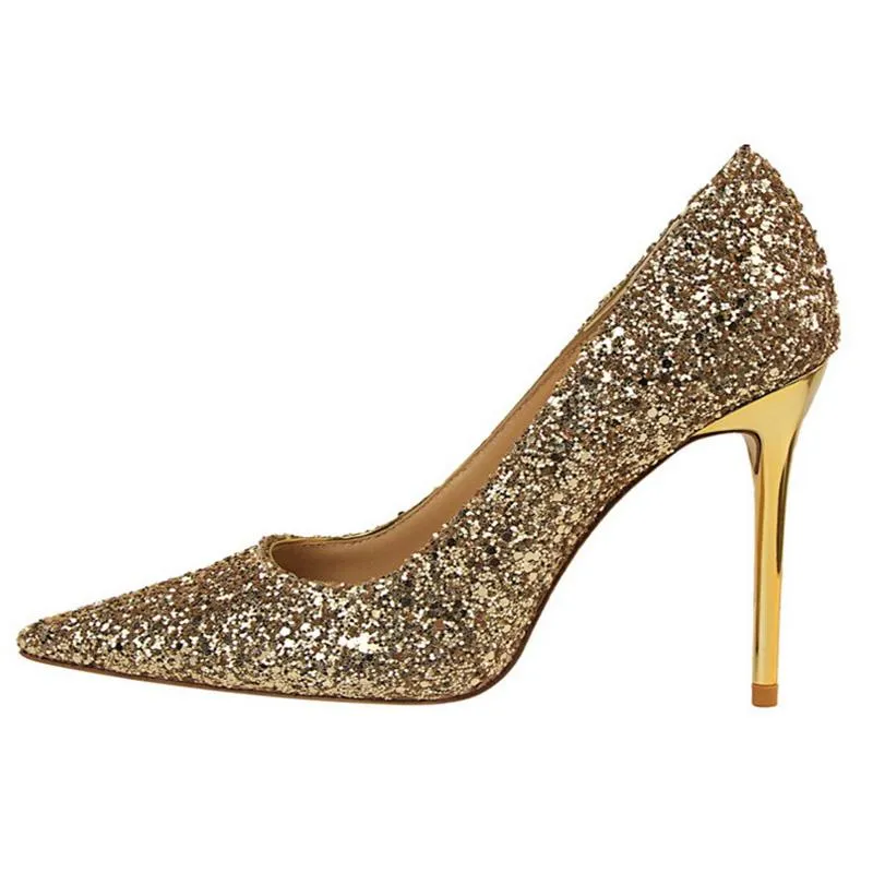 Women sparkly rhinestone pointed toe wedding stiletto heels