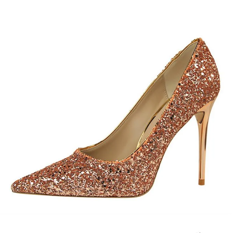 Women sparkly rhinestone pointed toe wedding stiletto heels