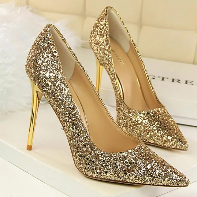 Women sparkly rhinestone pointed toe wedding stiletto heels