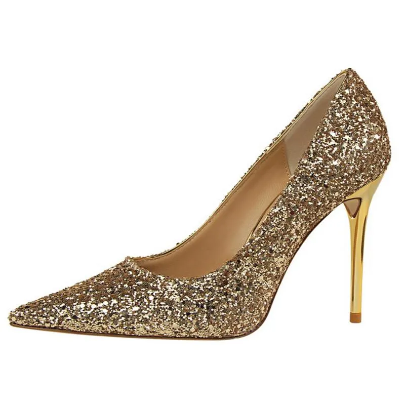 Women sparkly rhinestone pointed toe wedding stiletto heels