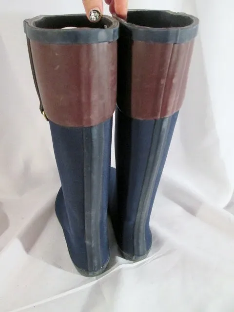 Womens HENRY FERRERA SALUTE Wellies Rain Boots Rainboots Foul Weather 7 BLUE