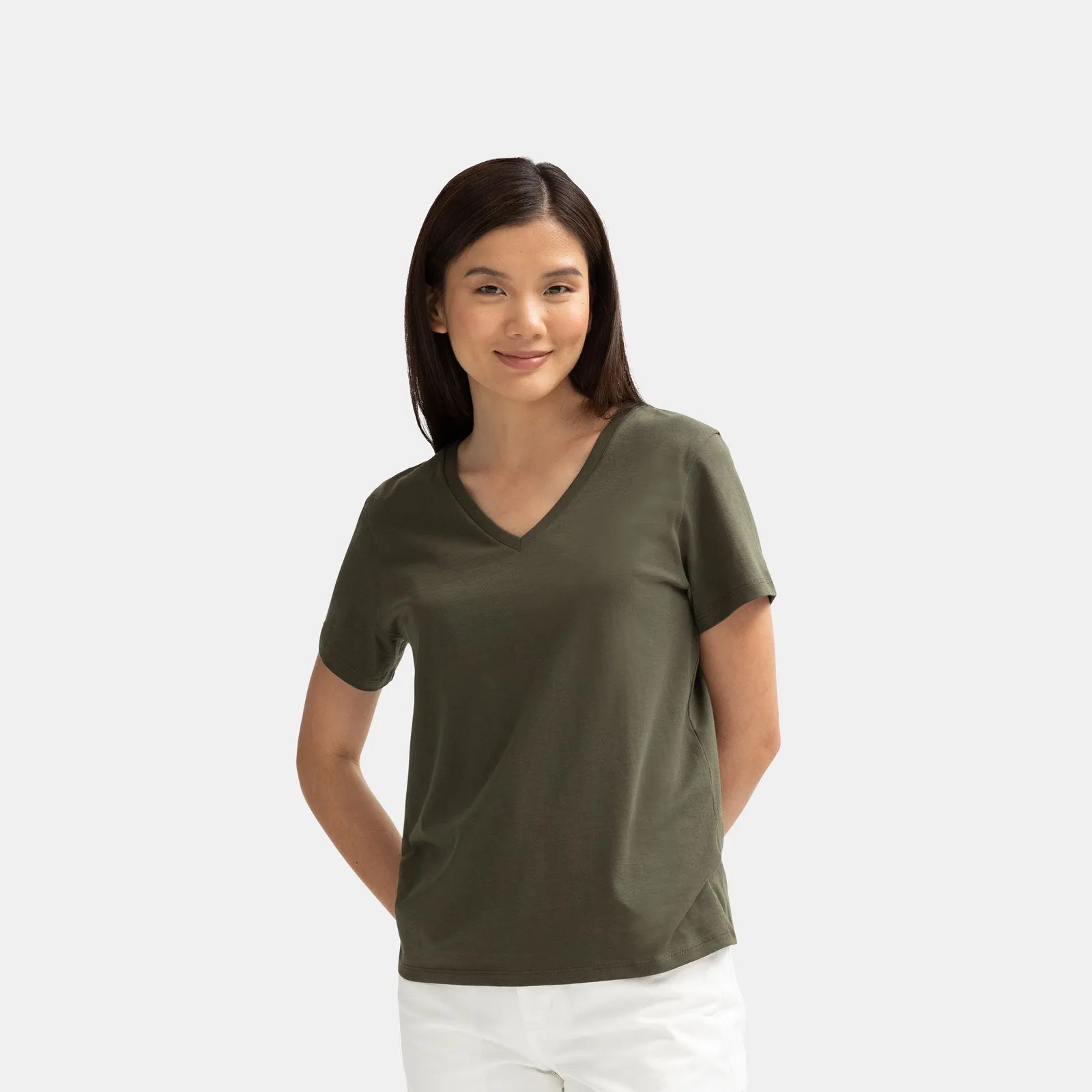 Women's Pima Cotton V-Neck T-Shirt 3-Pack