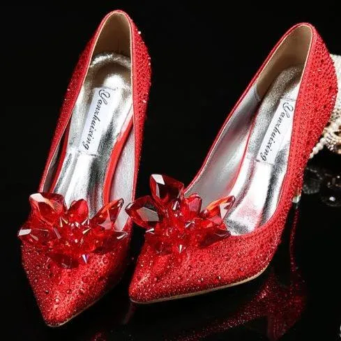 Women's rhinestone silver glitter wedding pumps