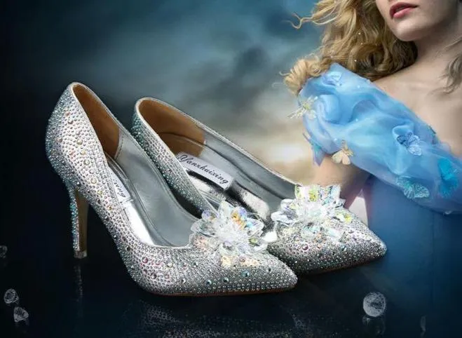 Women's rhinestone silver glitter wedding pumps