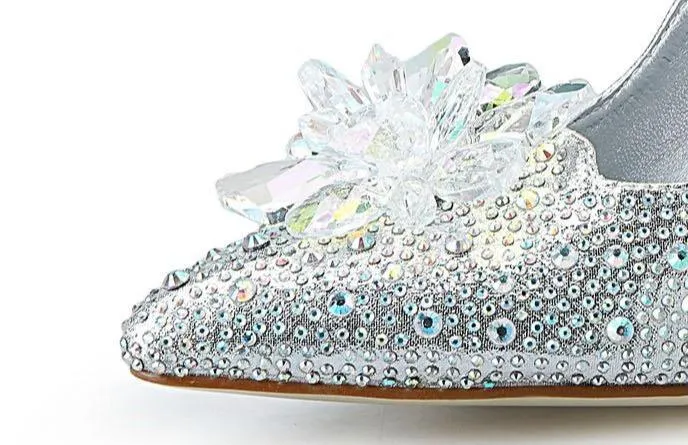 Women's rhinestone silver glitter wedding pumps