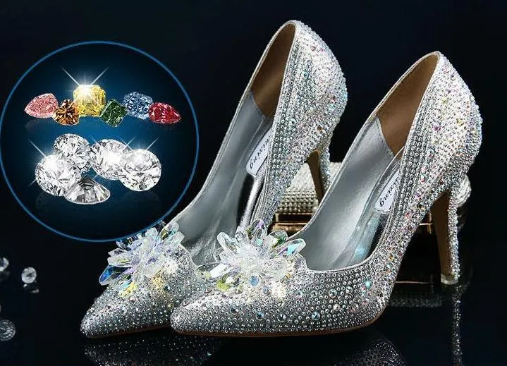 Women's rhinestone silver glitter wedding pumps