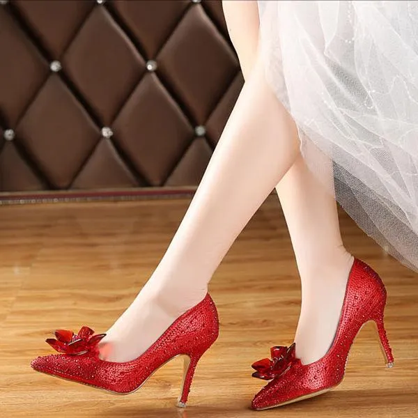 Women's rhinestone silver glitter wedding pumps