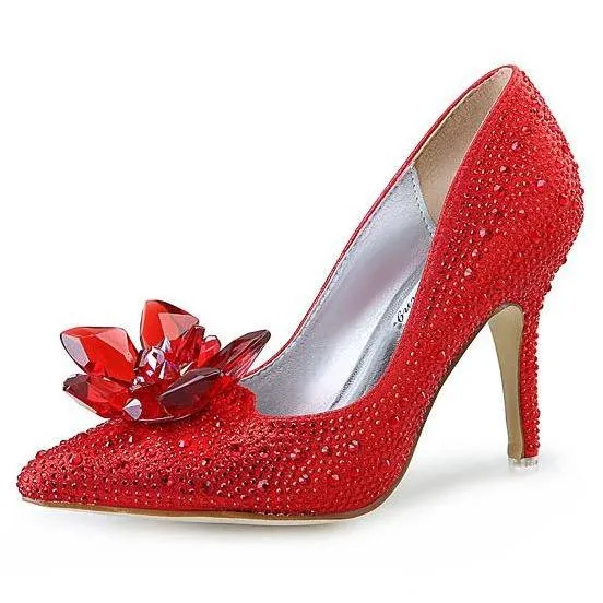 Women's rhinestone silver glitter wedding pumps