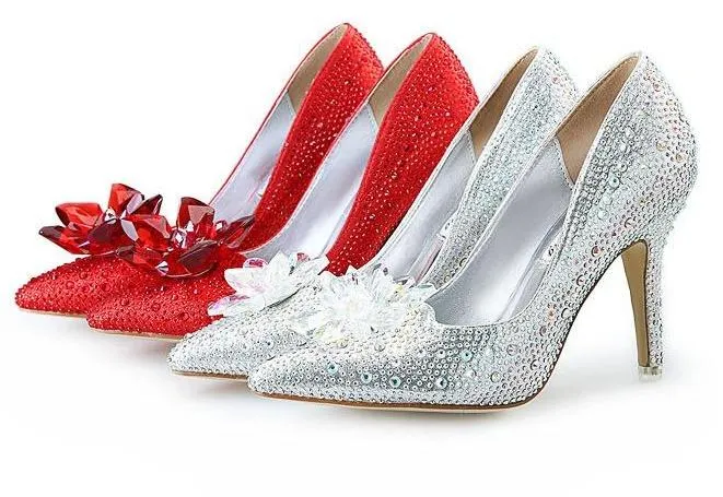 Women's rhinestone silver glitter wedding pumps