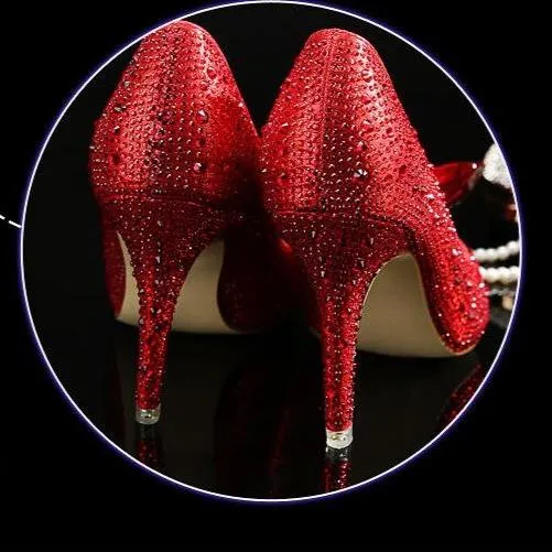 Women's rhinestone silver glitter wedding pumps