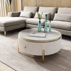 Xylo Centre Table With SS Frame- Gold & Marble Top